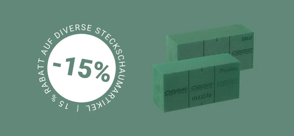 Steckschaum Aktion Floristik 15 % Rabatt auf diverse Steckschaum-Artikel bei GBC Österreich