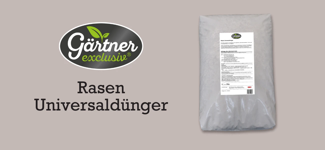 Gärtner exclusiv® Rasen Universaldünger für Grünanlagen, Liegeflächen, Sportrasenflächen, Golfplatz, Parkanlagen, Eigenmarke GBC Österreich, Gärtnern wie die Profis