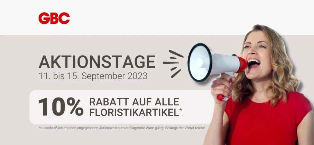 GBC Österreich Aktionstage September 2023 10 % Rabatt auf alle Floristikartikel