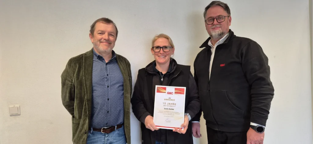 Doris Koller 15 Jahre Dienstjubiläum bei GBC Österreich